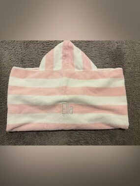 Pottery Barn Kids Hooded Towel in Pink and White Stripes